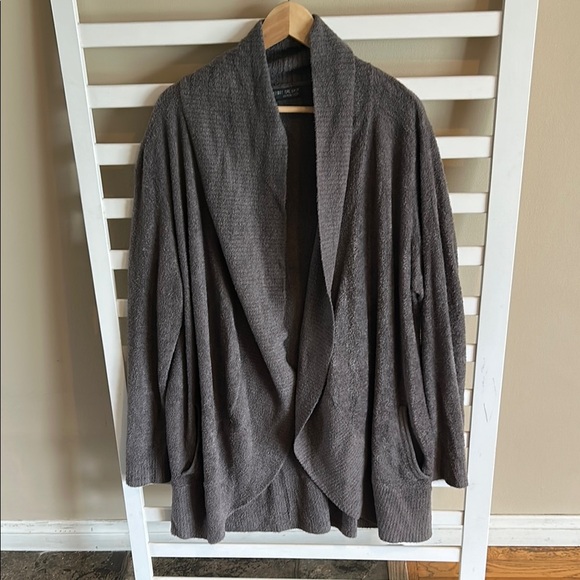 Barefoot Dreams CozyChic Lite Women's Open Front Cardigan Gray Carbon - Picture 2 of 12